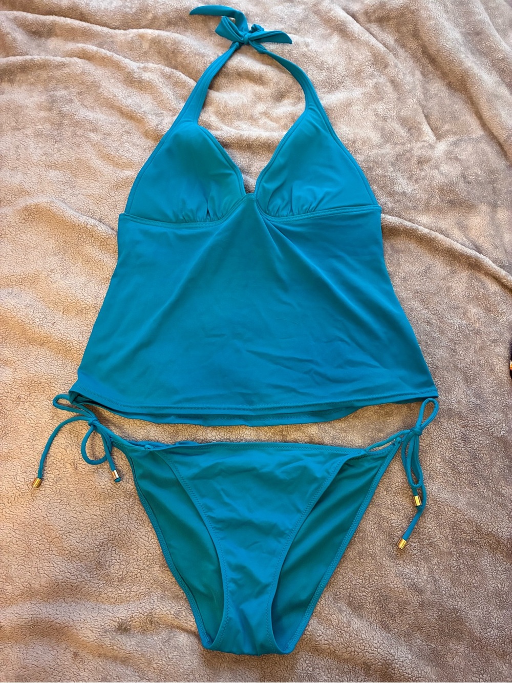 Victoria's Secret Teal Halter Tankini with Tie-Side Bikini Bottom